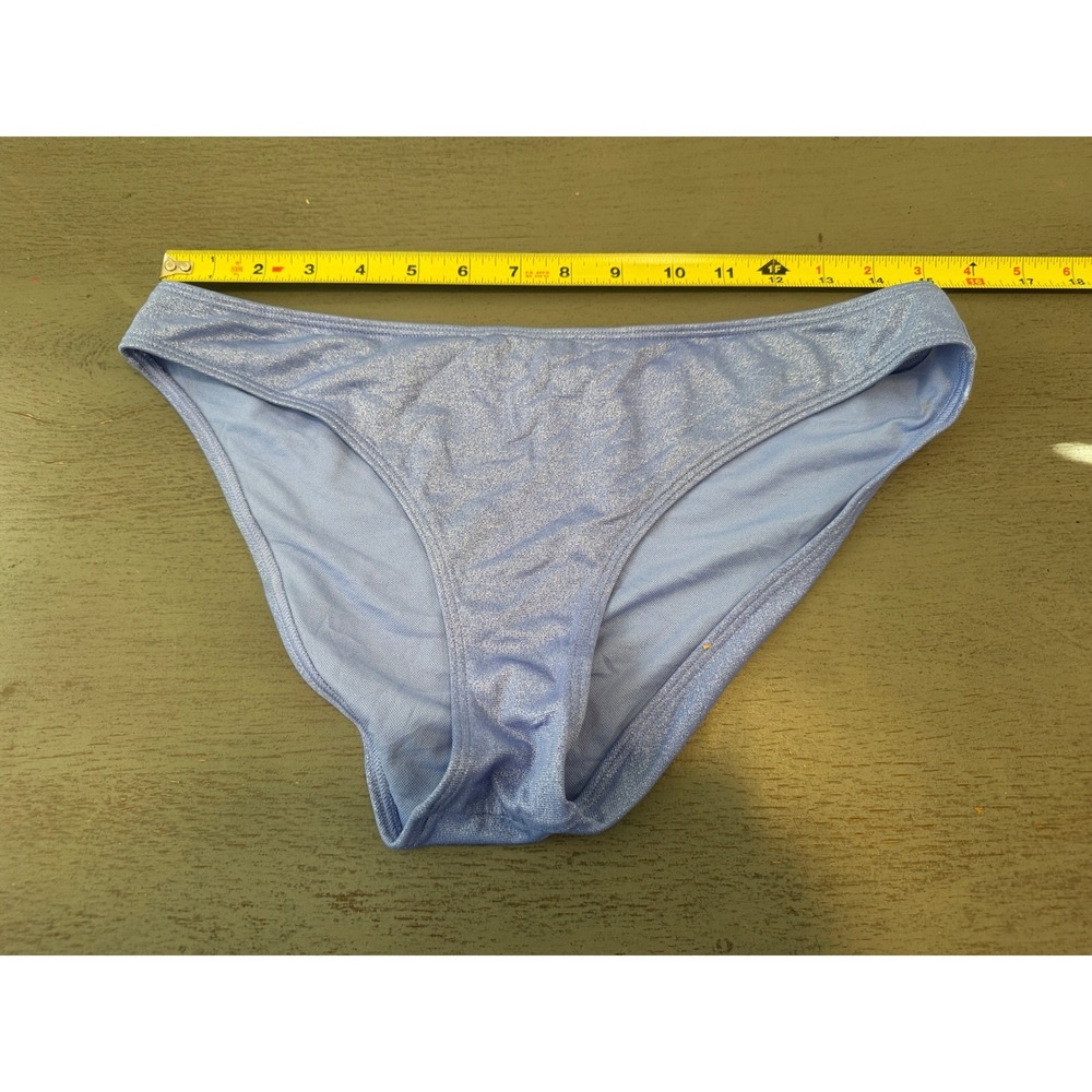 Hollister Swim Bikini Bottom Womens Medium Light Blue Metallic Shimmer Classic